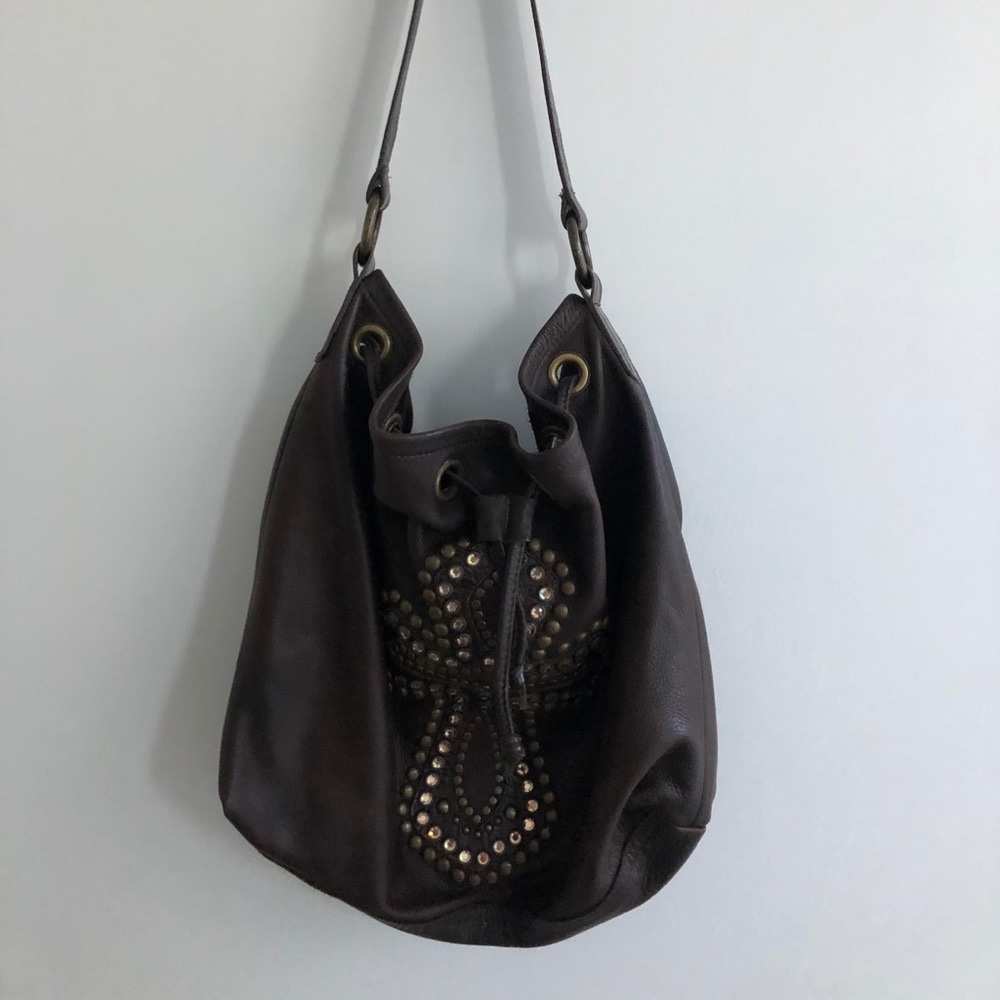 | Make an offer! | VINTAGE Studded Cross Leather Western Bag |